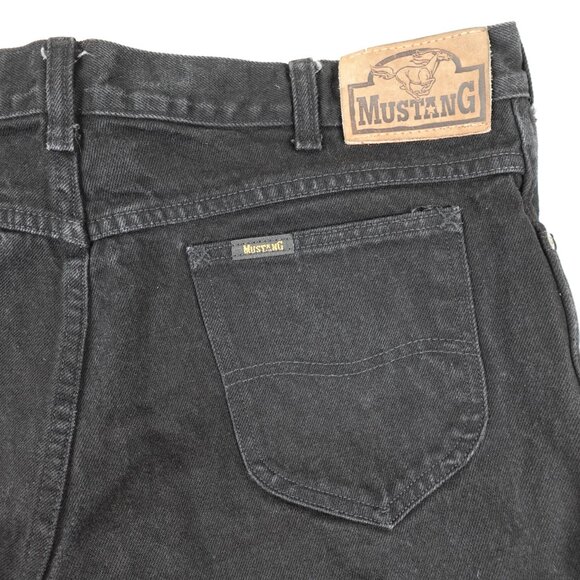 Vintage 90s Mustang Western Jeans Men's 38.5x32 Boot Cut 100% Cotton Black Denim - Picture 3 of 10